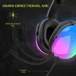 Igear Falcon Gaming Headset With Rgb Lights, 50mm Drivers, Black Wired Gaming Headset