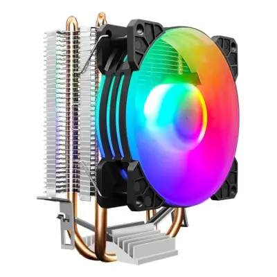 COOLMOON Frost Double Copper Tube CPU Fan Desktop PC Illuminated Silent AMD Air-Cooled Cooler, Style: P2 Magic Moon Edition Single Fan