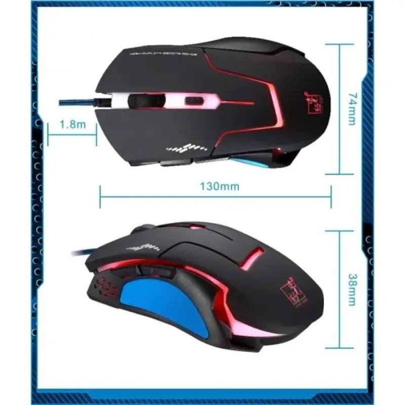 JVY T7 Wired 3 Color Changeable 1200 DPI 1600DPI 2400DPI Gaming USB Optical Mouse