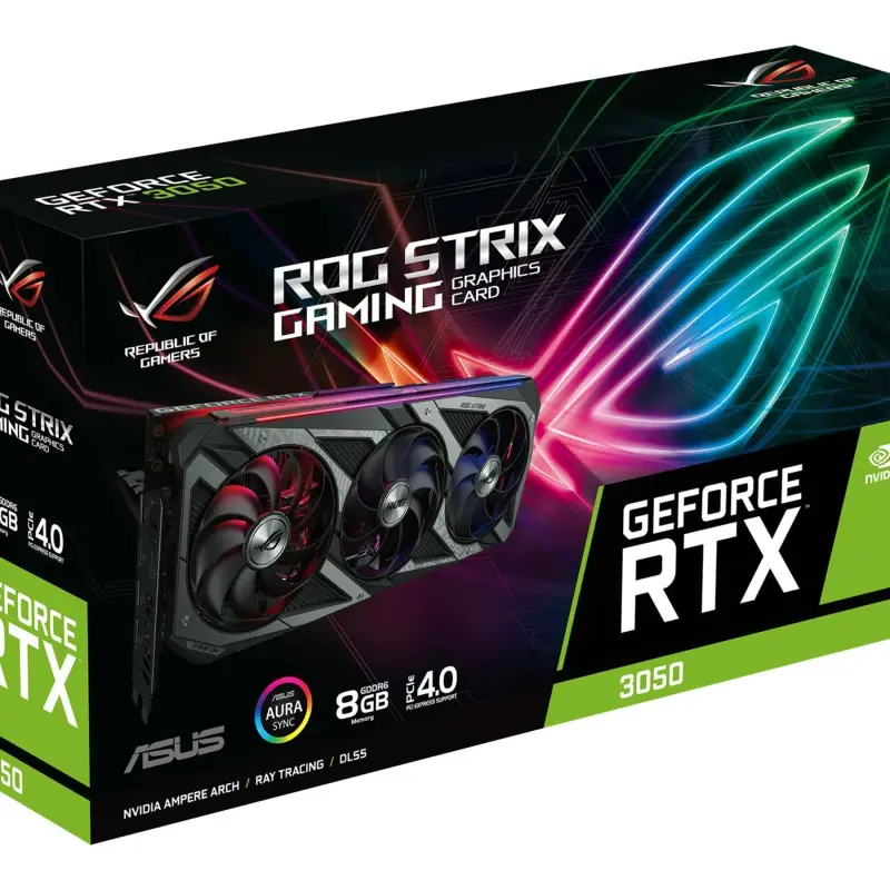 ASUS ROG Strix GeForce RTX 3050 8GB GDDR6 pci_e_x4 128-Bit Graphics Card with Thee Edge Cutting Powerful Axial-tech Fans and ARGB Lightning Effetcs