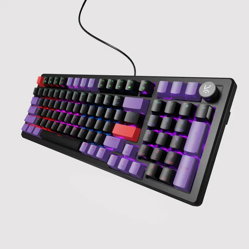 Hive Full-Size Black - Purple Wired Gaming Keyboard Red