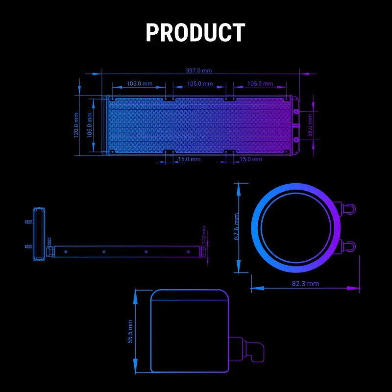 Ant Esports ICE Chroma 360 ARGB Liquid Cooler - Black