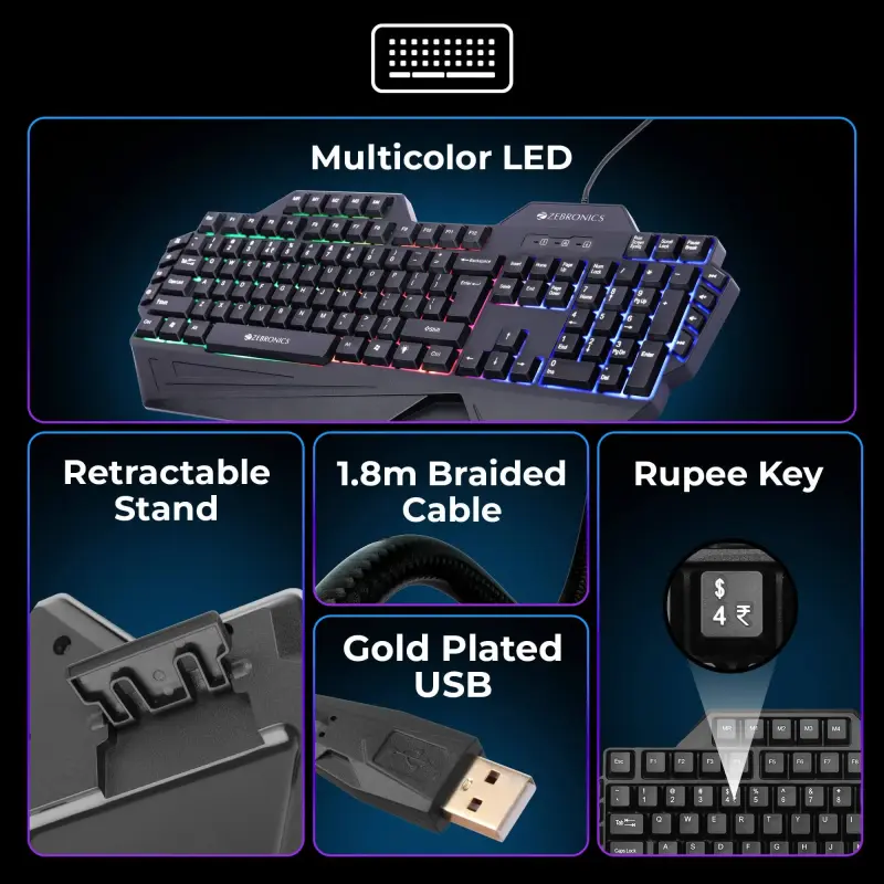 Zeb Optimus Black Gaming Keyboard & Mouse Combo