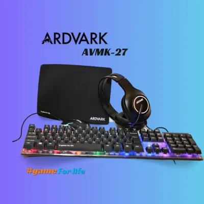 ARDVARK AVMK-27 Gaming Keyboard and Mouse and Headset, 4 in 1 RGB Gaming Bundle Set Up to Game - Gaming Mouse and Keyboard Combo Kit Works with Xbox