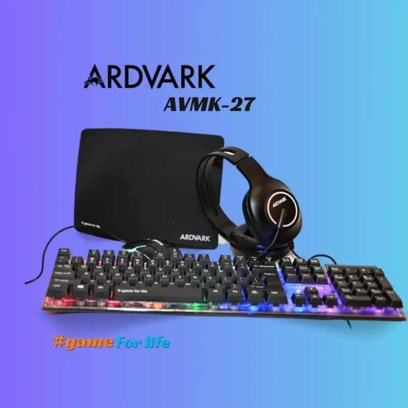 ARDVARK AVMK-27 Gaming Keyboard and Mouse and Headset, 4 in 1 RGB Gaming Bundle Set Up to Game - Gaming Mouse and Keyboard Combo Kit Works with Xbox