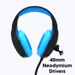 Zebronics ZEB-Rush Premium Wired Gaming On Ear Headphone with RGB LEDs, Neodymium Drivers (Blue)