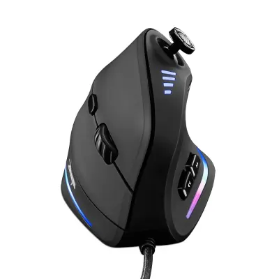 TRELC Gaming Mouse with 5 D Rocker, Ergonomic Mouse with 10000 DPI/11 Programmable Buttons, RGB Vertical Gaming Mice Wired for PC/Laptop/E-Sports