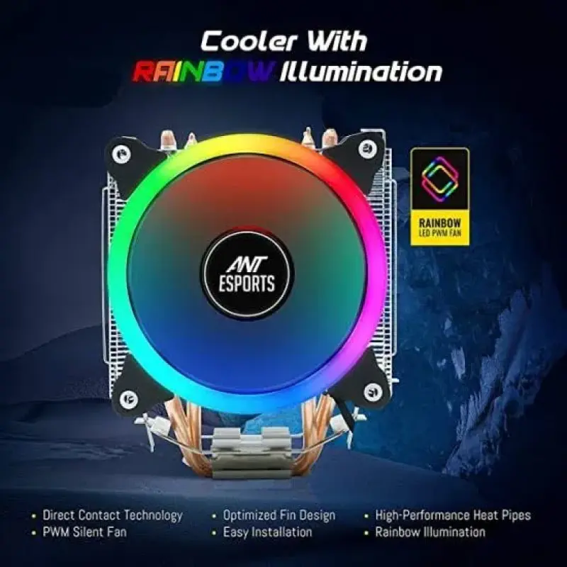 Ant Esports ICE-C612 V2 ARGB 120mm CPU Air Cooler