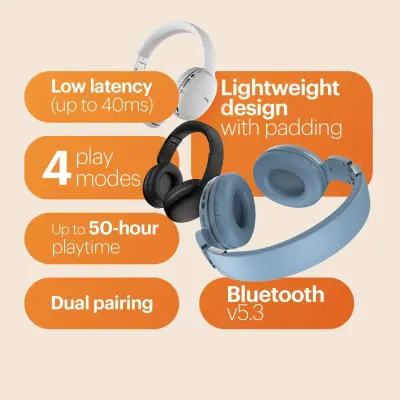 Noise Two Wireless Headphones with 50 Hours of Playtime, Dual Pairing Calm White