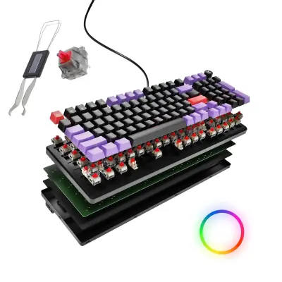 Hive Full-Size Black - Purple Wired Gaming Keyboard Red