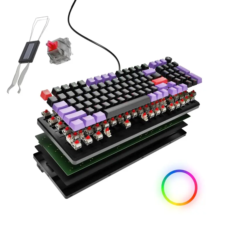 Hive Full-Size Black - Purple Wired Gaming Keyboard Red