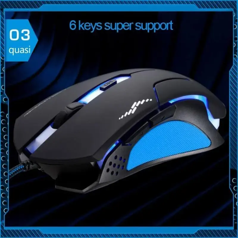 JVY T7 Wired 3 Color Changeable 1200 DPI 1600DPI 2400DPI Gaming USB Optical Mouse