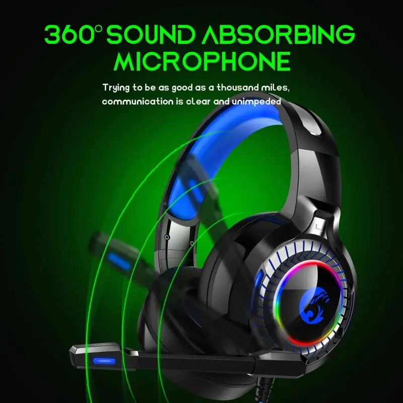 IMYB A60 RGB Light PC Gaming Headset Low Delay Noise Canceling Microphone Headphone - Grey