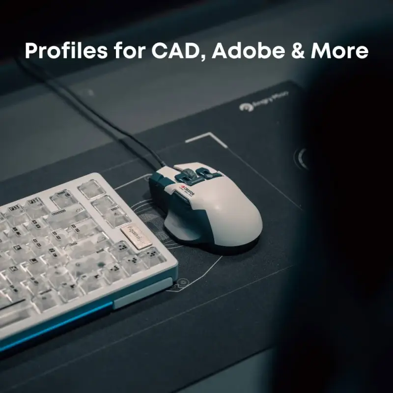 Creator Wired 3D CAD Mouse 13 Customizable Buttons Onboard Memory Profiles Canva Adobe Solidworks Da Vinci Resolve 12000 DPI Ergonomic Des