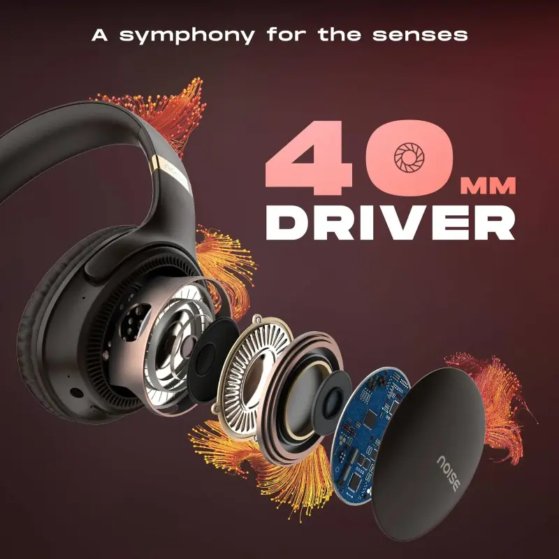 Noise Three With 70 Hours Playtime,40mm Driver,Dual Pairing With Gaming Mode Bluetooth Headset