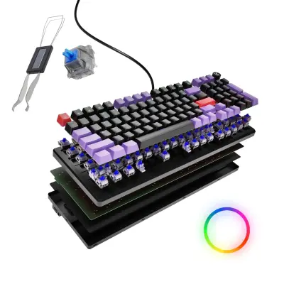 Kreo Hive 98-key Full-size Wired Gaming Mechanical Keyboard, Rgb, Knob, Case Foam Wired Usb Gaming Keyboard