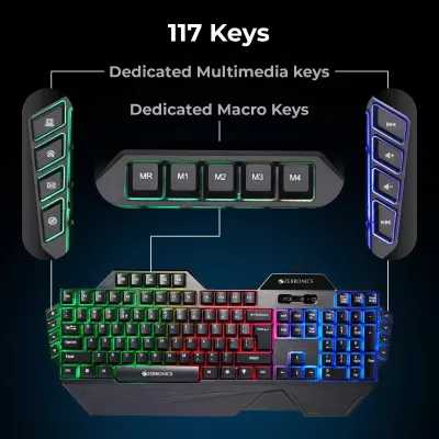 Zeb Optimus Black Gaming Keyboard & Mouse Combo