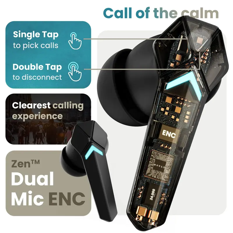 Boult Audio Ammo 40h Playtime, Zen Enc Mic, 40ms Low Latency Gaming Mode, Interactive Led Bluetooth Headset